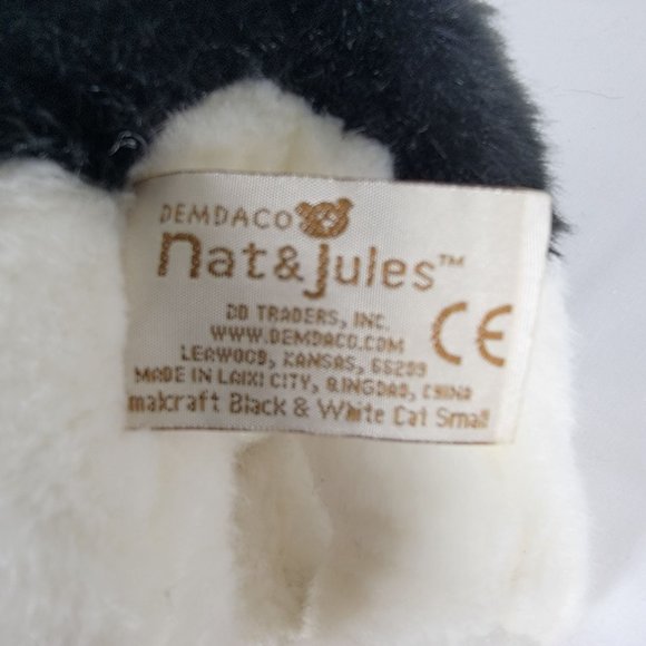 Nat & Jules Demdaco Black White Tuxedo Cat Small Plush green eyes beans kitten - Picture 8 of 9